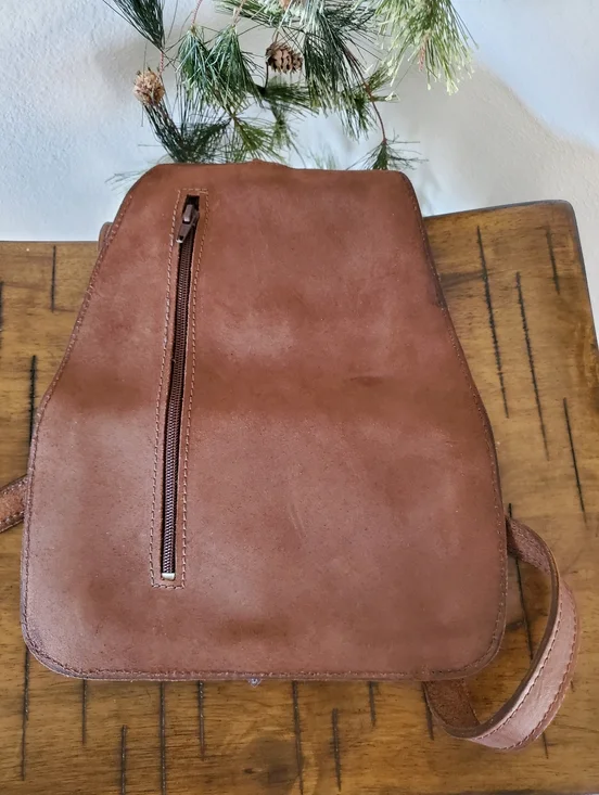 Vintage Handmade Full Grain Leather Messenger Crossbody Bag Satchel Brown - Picture 4 of 15